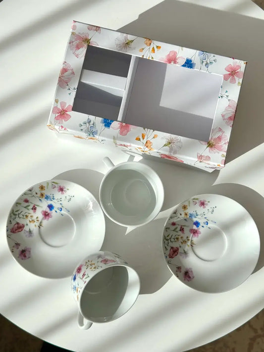 2 броя чаши с чинийки от порцелан Fiora Garden, 245мл