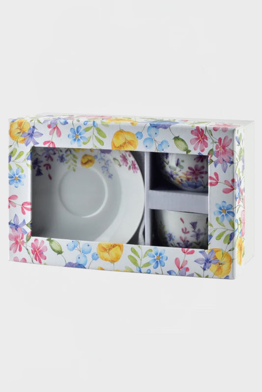 2 броя чаши за кафе с чинийки от порцелан Fiora Viola