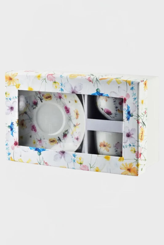 2 броя чаши за кафе с чинийки от порцелан Fiora Soleil