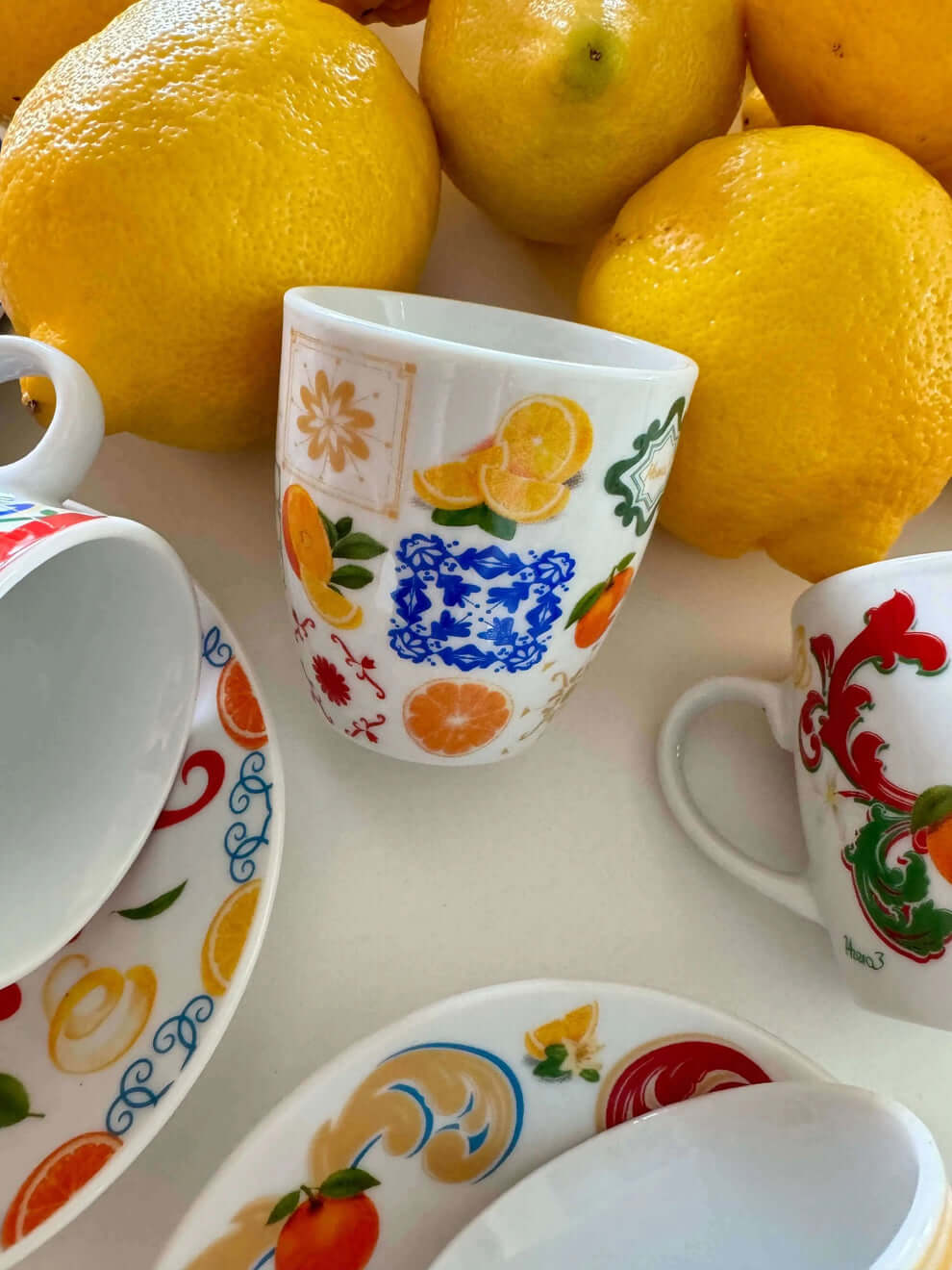 4 броя чаши за кафе с чинийки от порцелан Nove Citrus, 90мл