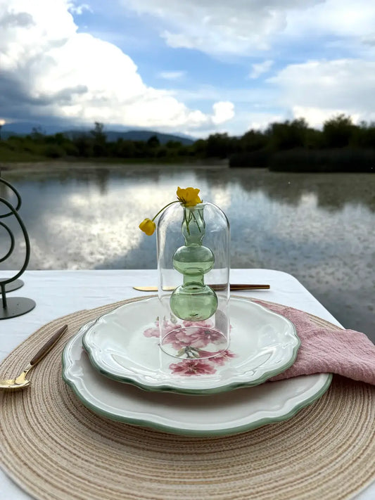 Малка ваза от стъкло Bubbs Green, 15см