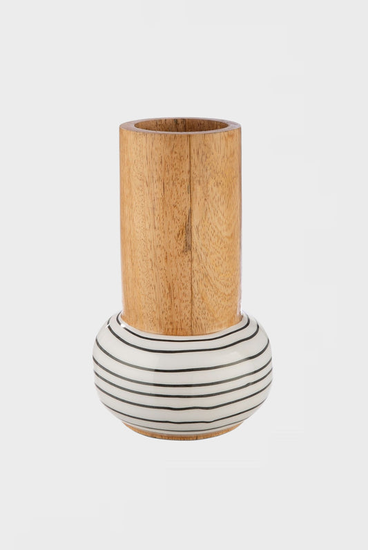 Ваза от мангово дърво Noa Stripes, 19см