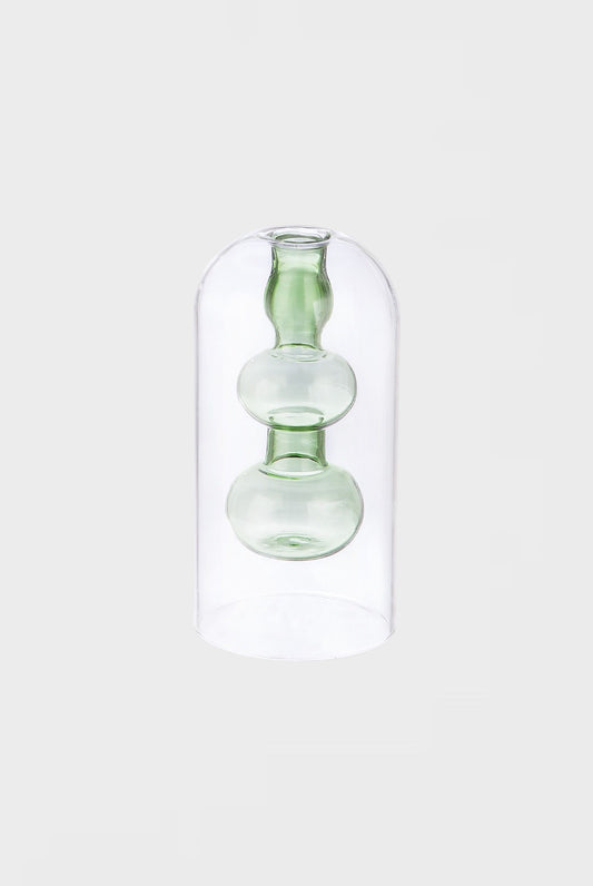 Малка ваза от стъкло Bubbs Green, 15см