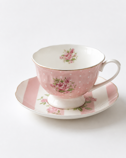 2 броя чаши за чай и кафе с чинийки от порцелан Rosa