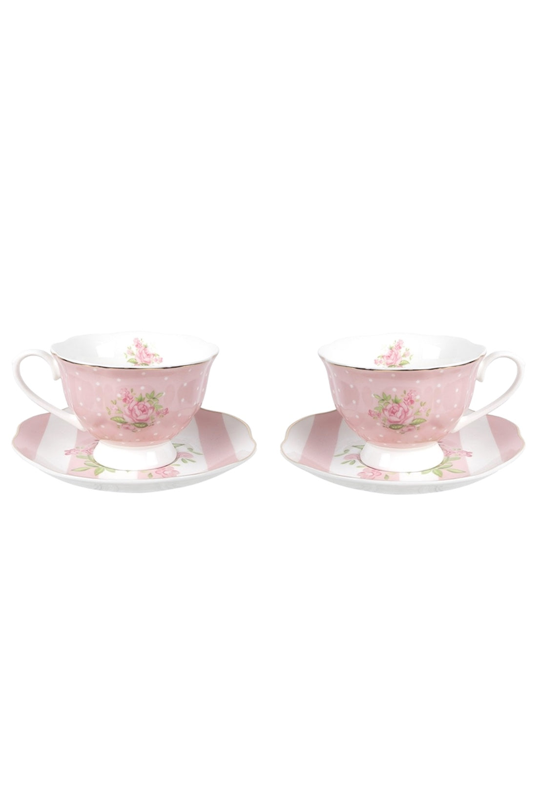2 броя чаши за чай и кафе с чинийки от порцелан Rosa