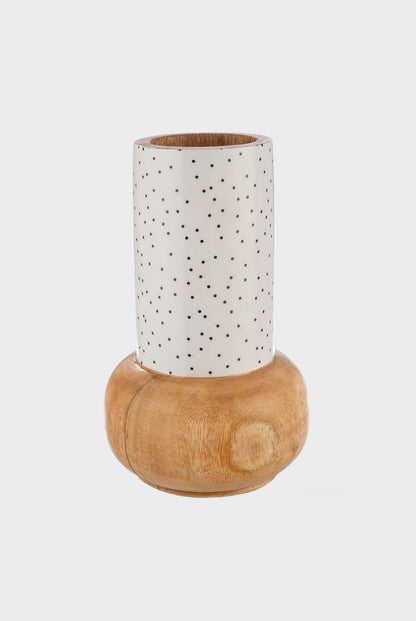 Ваза от мангово дърво Noa Dots, 19см