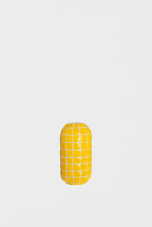 Малка ваза от керамика Yellow Chess Small, 21см