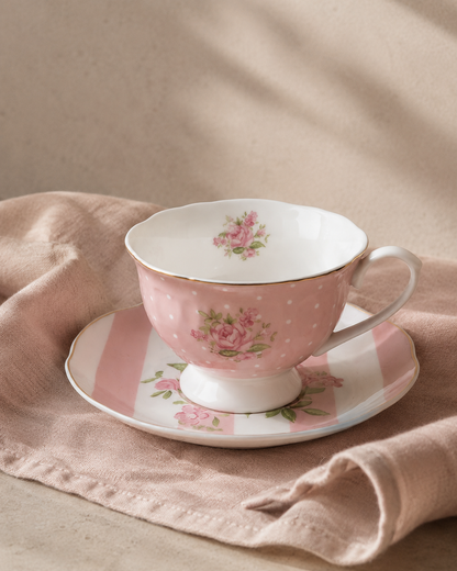 2 броя чаши за чай и кафе с чинийки от порцелан Rosa