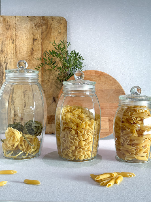 Стъклени буркани за съхранение, 3 размера