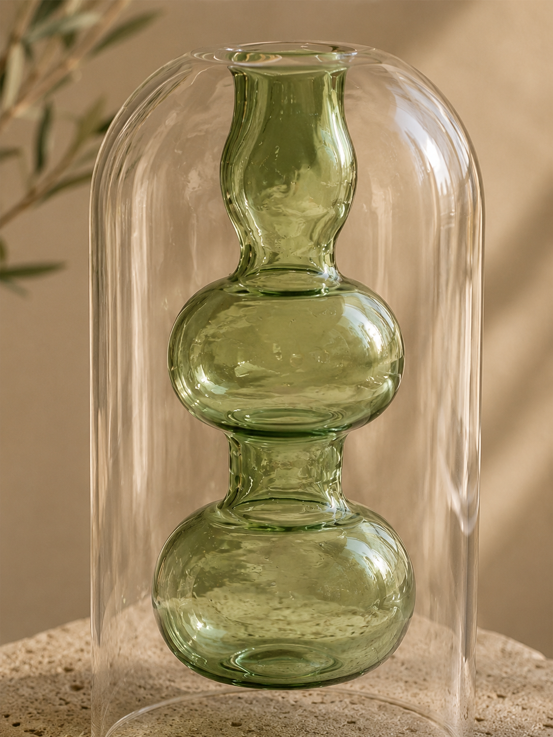 Малка ваза от стъкло Bubbs Green, 15см